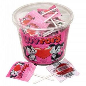 Adam & Brooks Luv Pops Heart Cherry Lollipops 40ct Tub